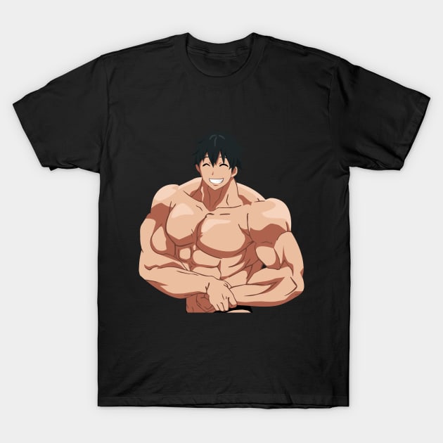 How Many Kilograms are the Dumbbells You Lift? - Machio Pose Anime Gift T-Shirt by Dokey4Artist